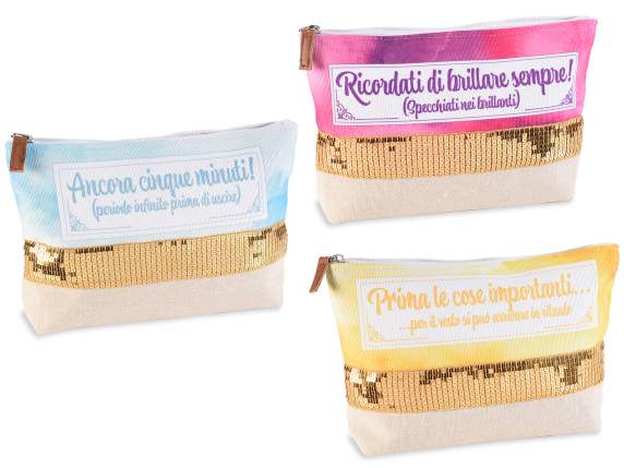 Canvas clutch bag with sequins Written in sympathy